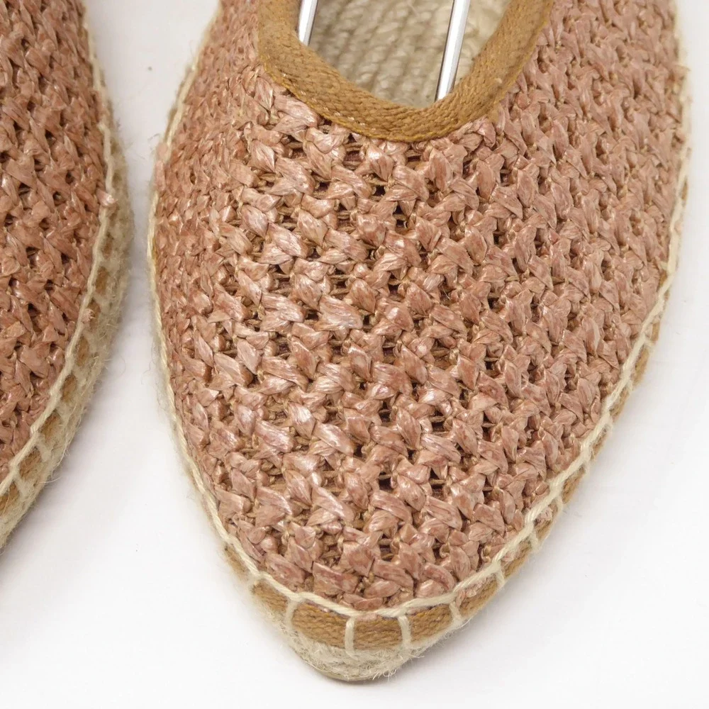 Boden Womens Espadrille Flats Pink Woven Raffia Slingback 39 / 8